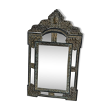 Miroir en laiton et bois noirci de style louis xiii vers 1880 h : 149 cm