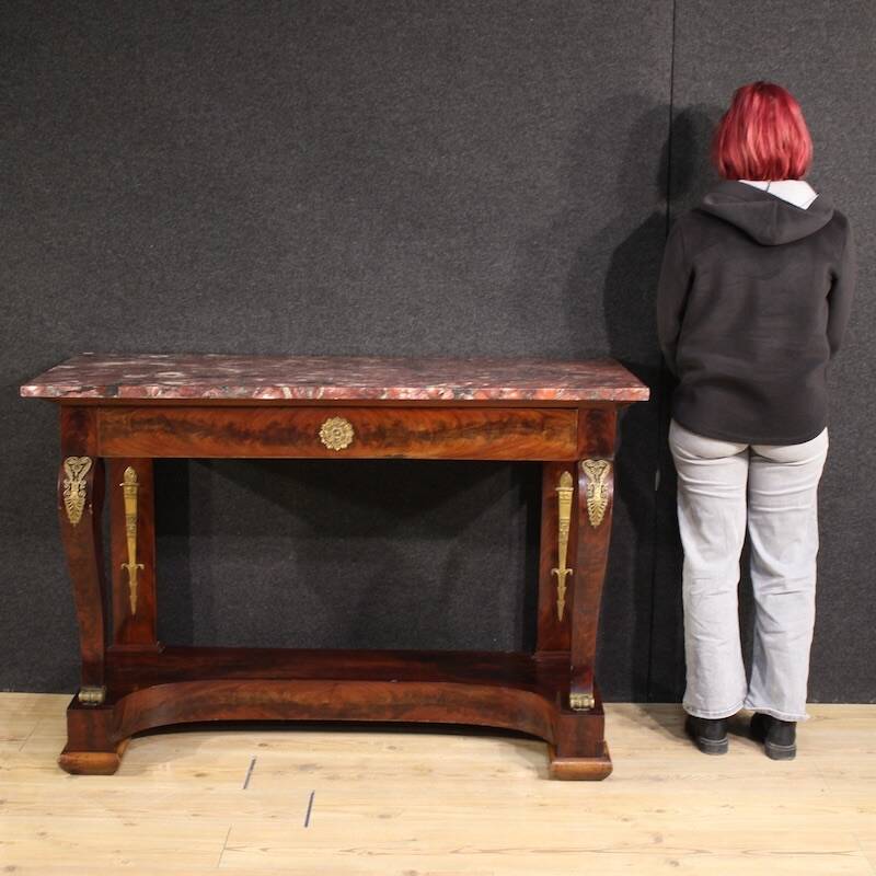 19th century Italian Empire style console table with marble top