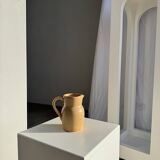 Small vintage jug engraved 50cl matte beige stoneware H14