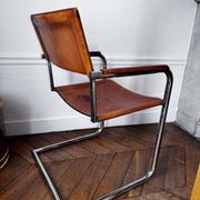 4 fauteuils cantilever Matteo Grassi en cuir cognac
