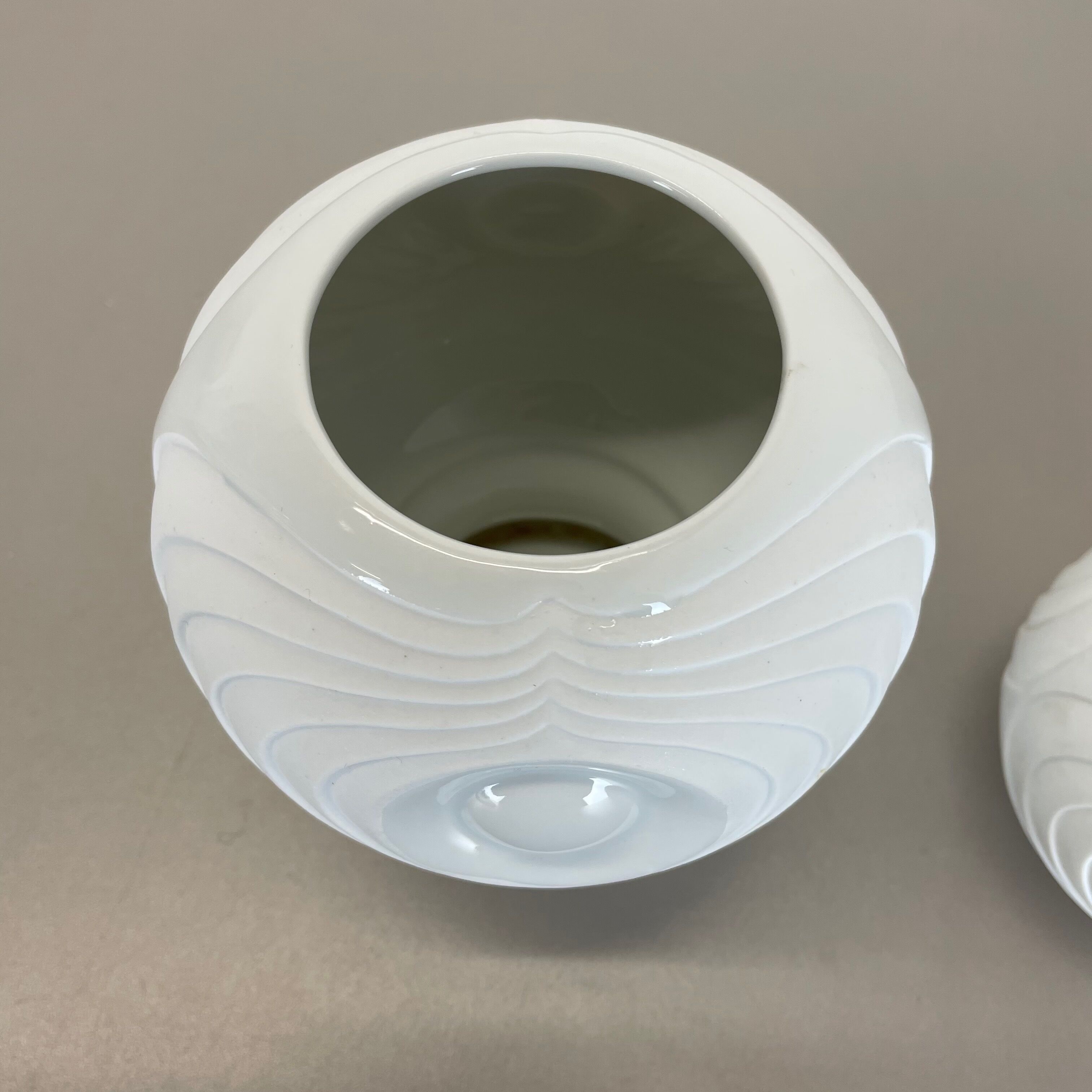 Set of 2 original porcelain op art vase made by royal bavaria kpm germany, 1970s
