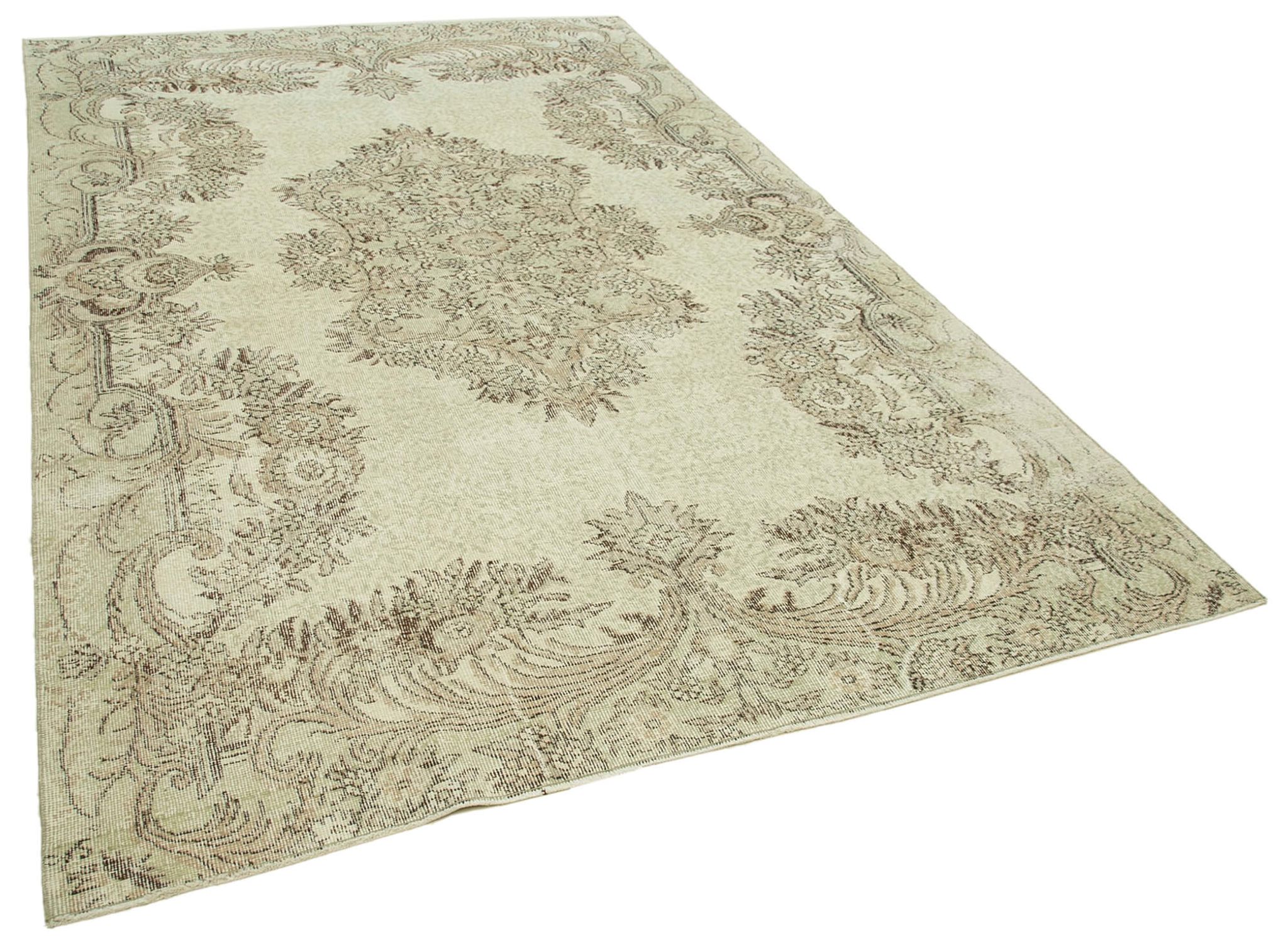 Tapis beige anatolien tissé à la main 202 cm x 312 cm