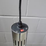 large industrial pendant lamp made of metal and chrome with black shrink lacquer, ball lamp 1960s