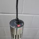 large industrial pendant lamp made of metal and chrome with black shrink lacquer, ball lamp 1960s