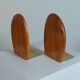 Vintage wooden and brass bookends from the 1950s, Scandinavian style.