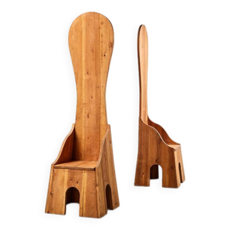 Paire de chaises Fratina de Mario Ceroli pour Poltronova Italie 1972