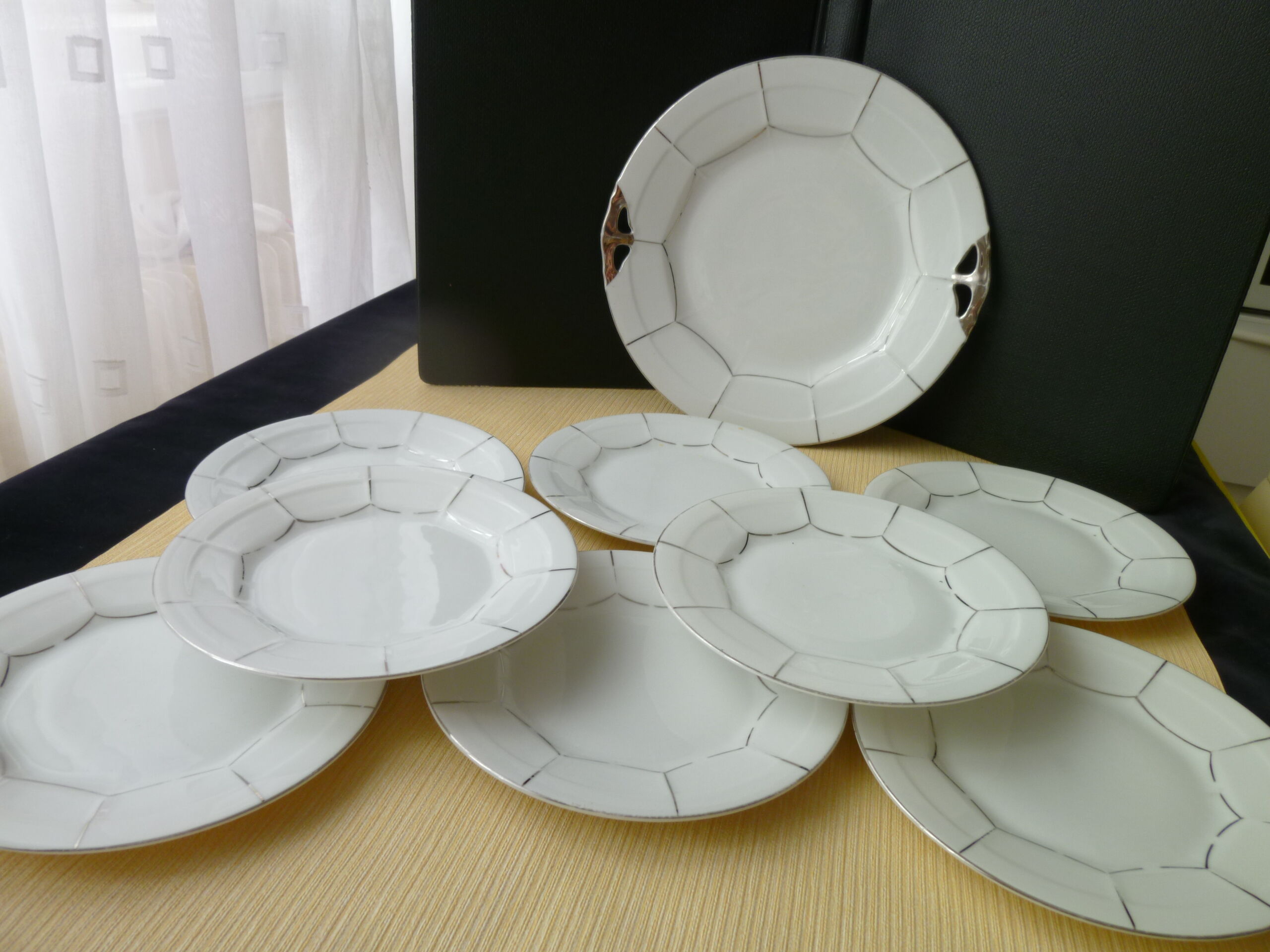 Czechoslovakia porcelain cake service Victoria China 1930s