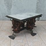 Jean-maurice rothschild (1902-1999) table basse en fer forgé et marbre 1950