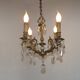 French Vintage Bronze and Glass 4 Light Art Nouveau Crystal Chandelier