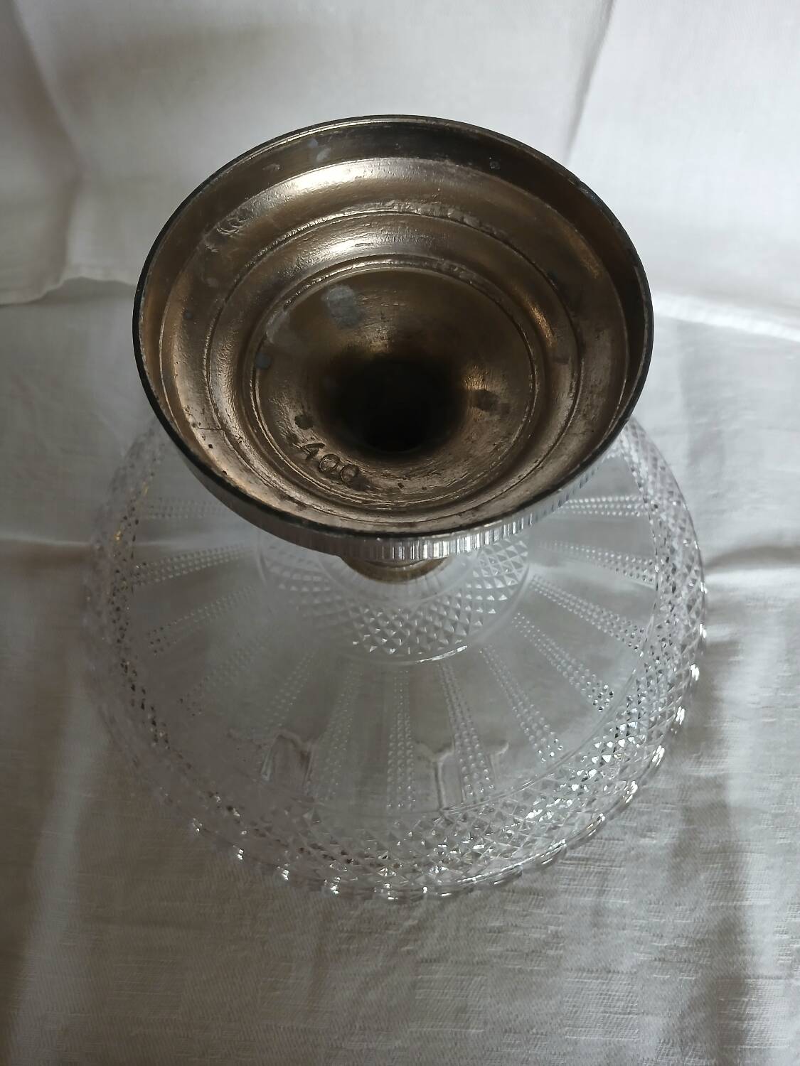 Antique glass and metal fruit bowl