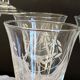6 antique wine or water glasses engraved with vintage stylized flowers