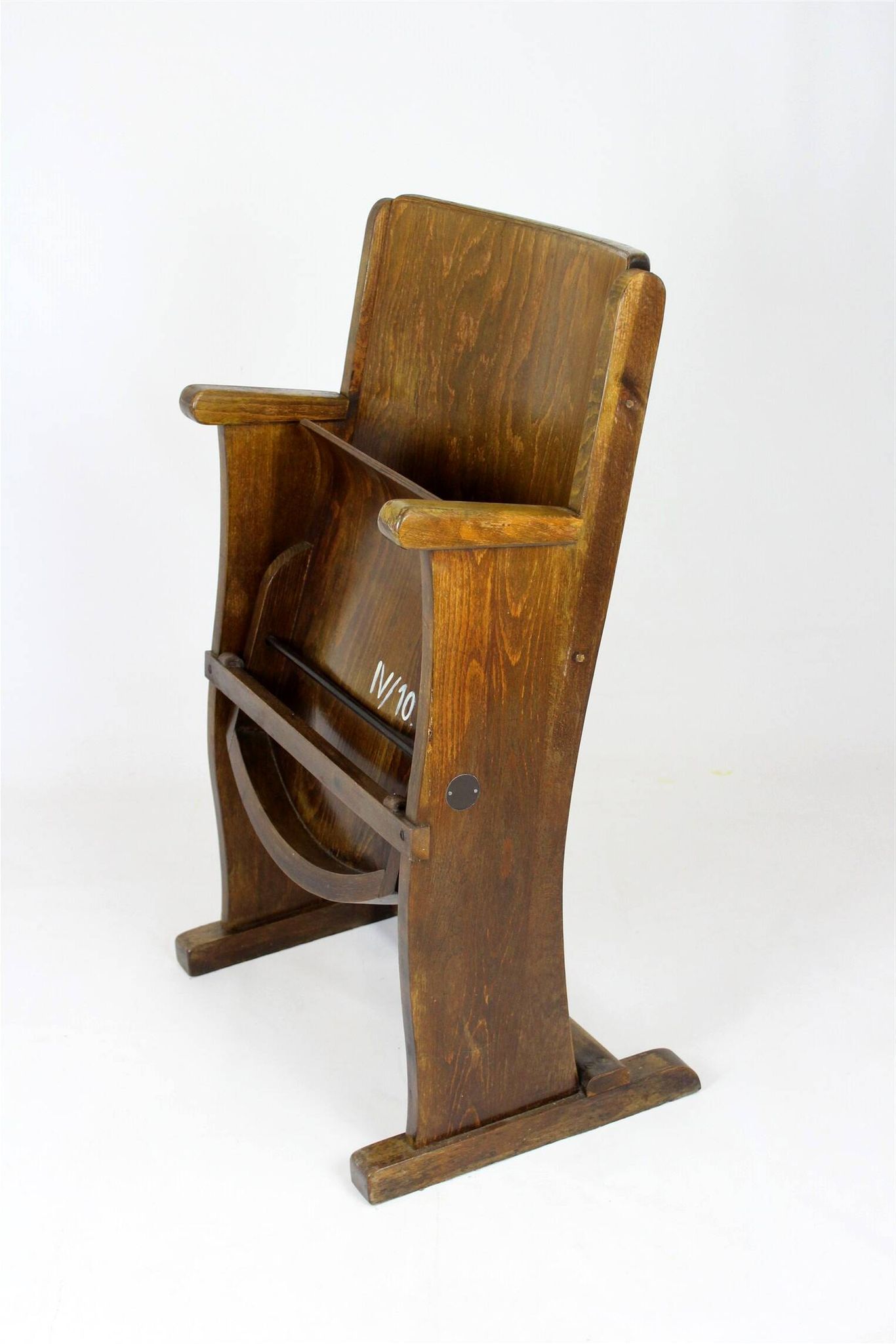 Vintage Cinema Chair TON (Thonet), 1940s Czech, Wooden Theatre Seat