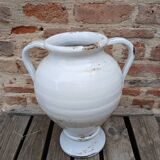 White glazed stoneware jar / pottery