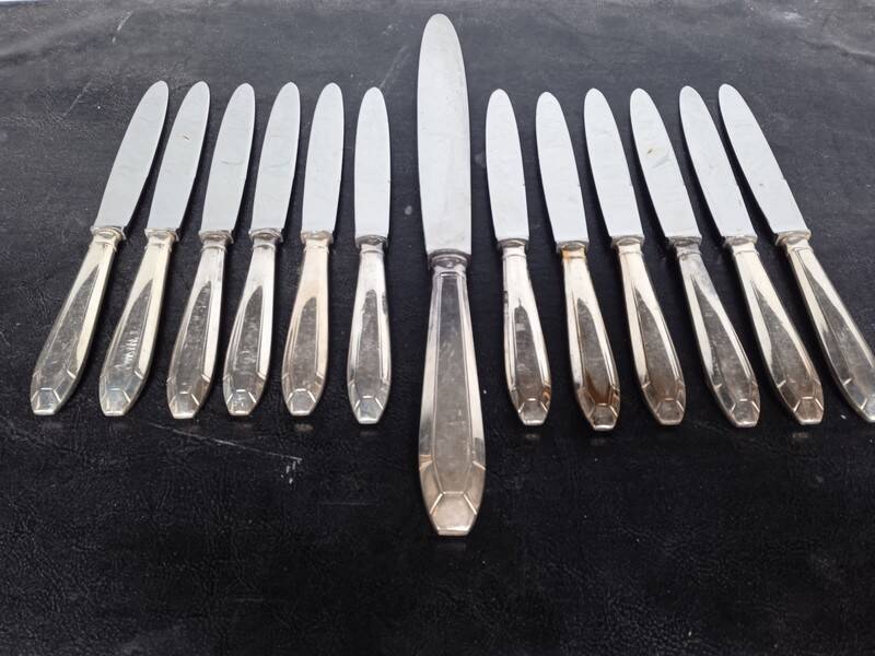 12 + 1 Orbrille knife silver metal art deco period