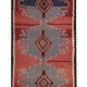 Tapis Kilim en laine grise et bordeaux, années 1970
