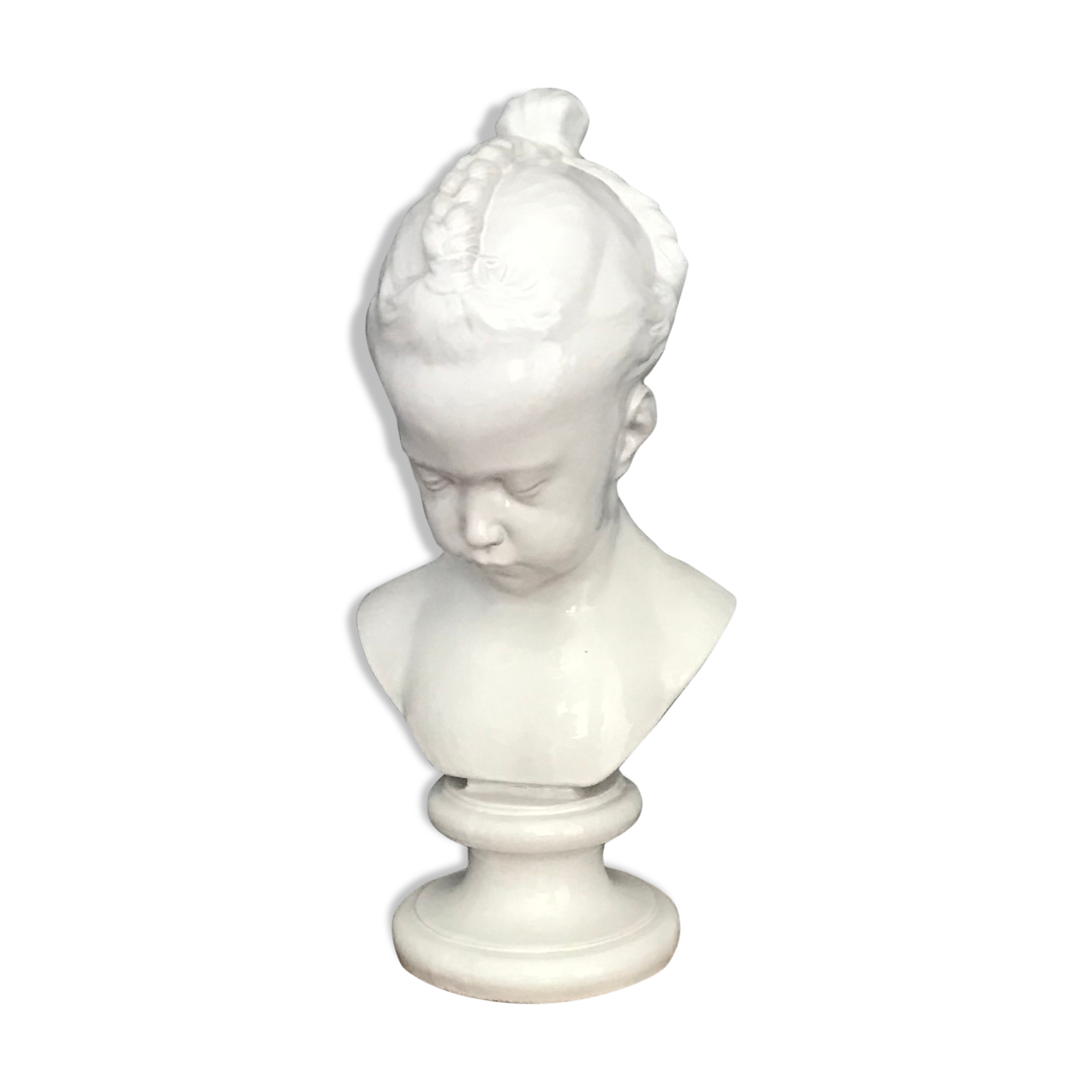 Child bust in enamelled terracotta