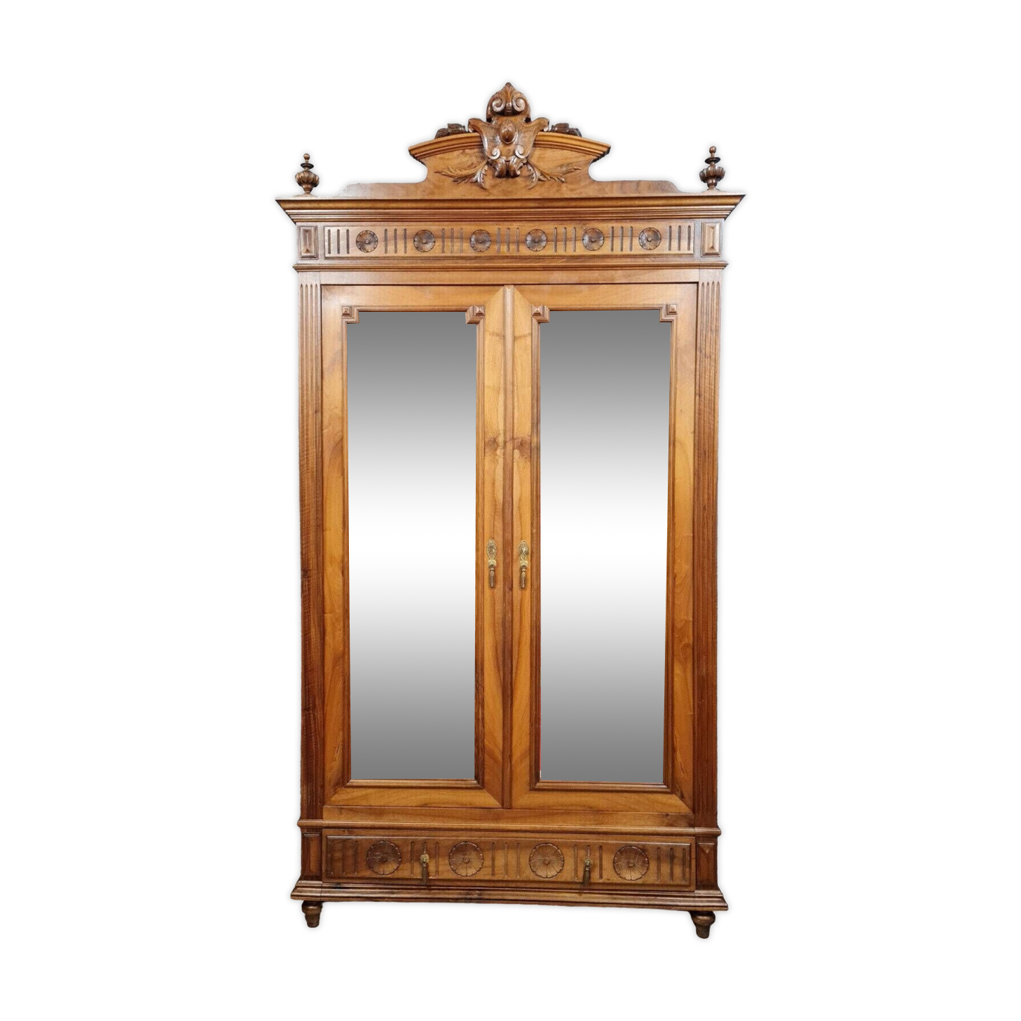 Louis XVI style wardrobe in walnut with blond patina circa 1880