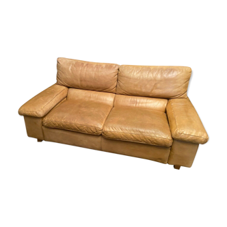 2-seater natural leather sofa from 1970