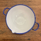 White enamel bowl and blue border
