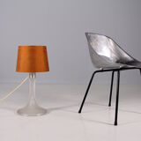 Lampe en verre givré et soie sauvage