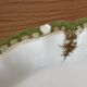 Vintage serving dish with green and gilt defects, Limoges porcelain