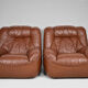 Pair of vintage club leather armchairs, circa 1970-1980