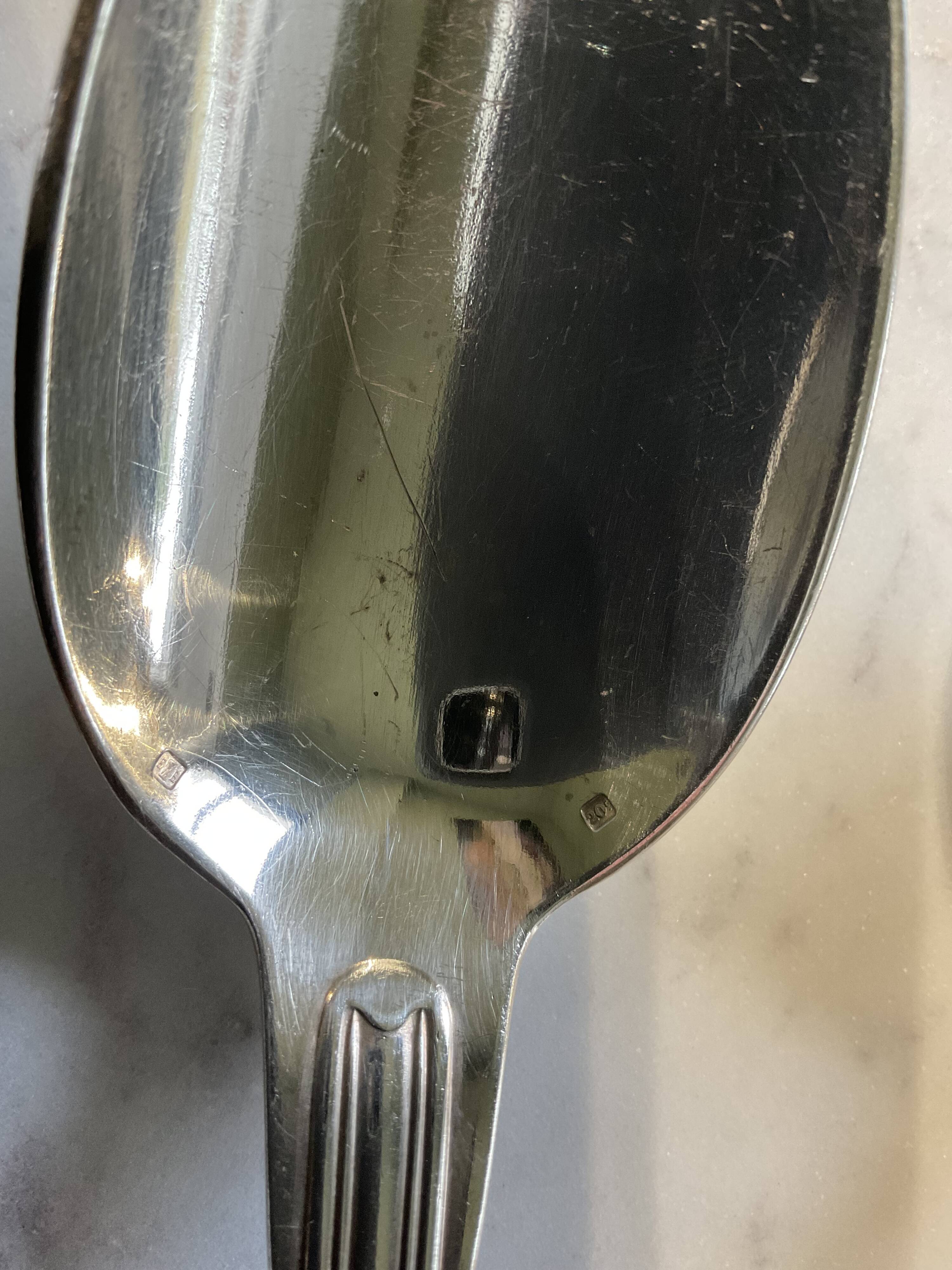 6 tablespoons. Antique. Silver-plated.
