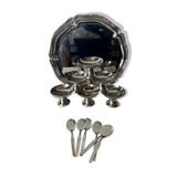 Vintage stainless steel ice cream bowls and tray