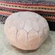 Moroccan pouf in embroidered natural leather