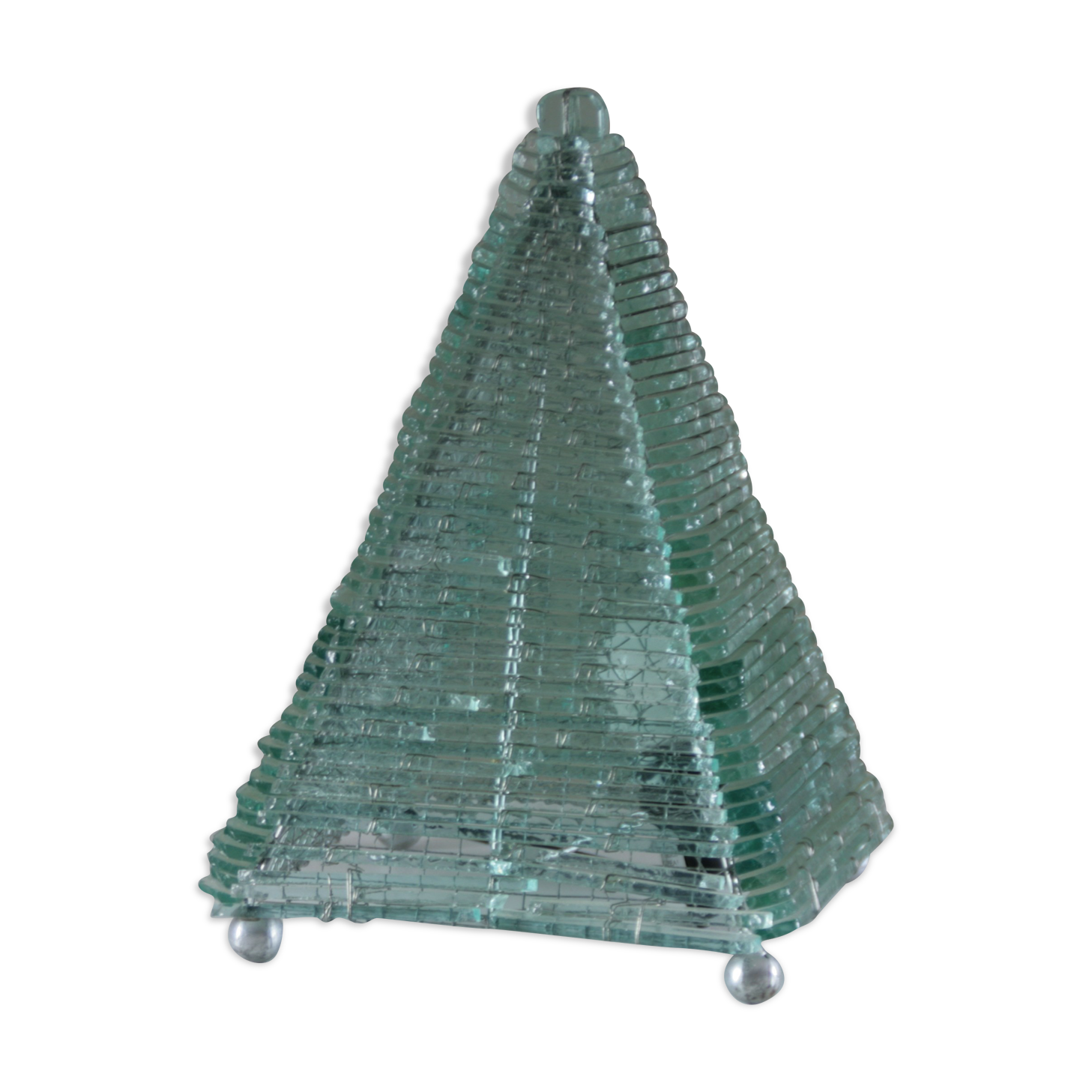 Pyramid lamp in glass and metal, 1970s