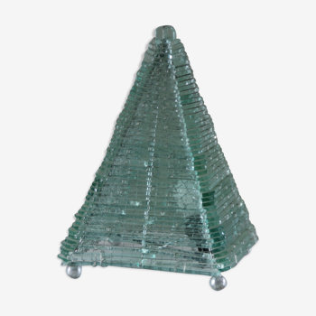 Lampe pyramide en verre et métal, 1970s