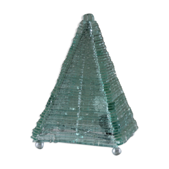 Lampe pyramide en verre et métal, 1970s