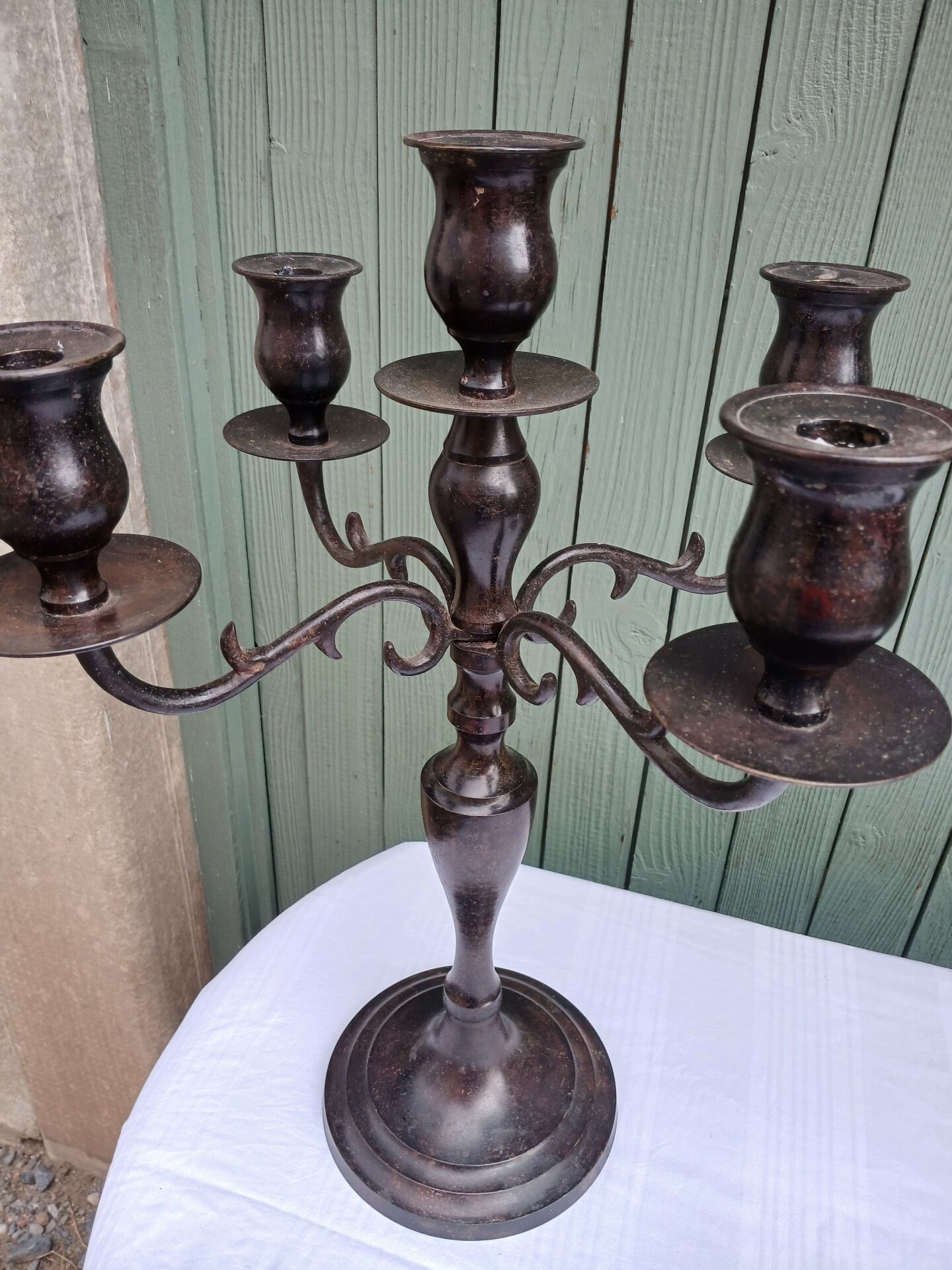 Pair of 5-light metal candlesticks