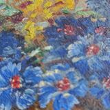 Bouquet painting on hardboard