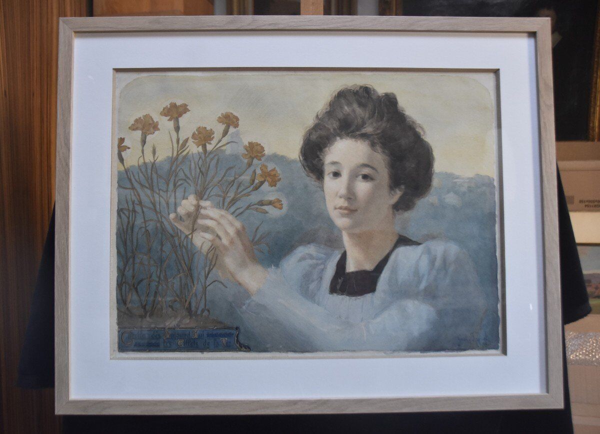 Gustave Riquet (1866-1938) The Carnations of Life, 1898 Watercolour Signed