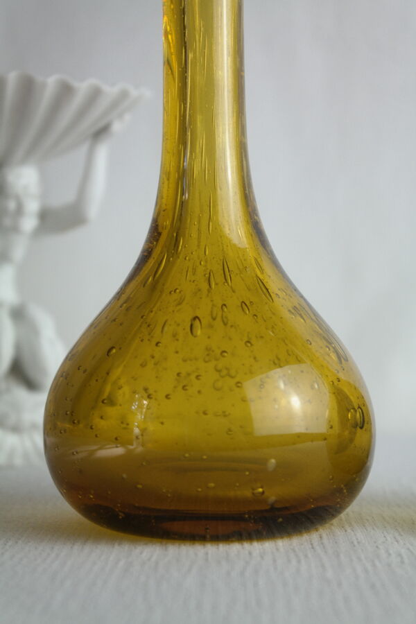 Paire de soliflores en verre soufflé bullé biot vintage