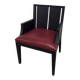 Fauteuil Philippe Hurel Modèle Wallis en cuir rouge et hêtre noir