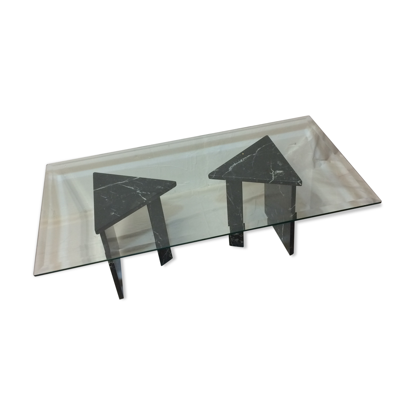 Table basse cristal et marbre
