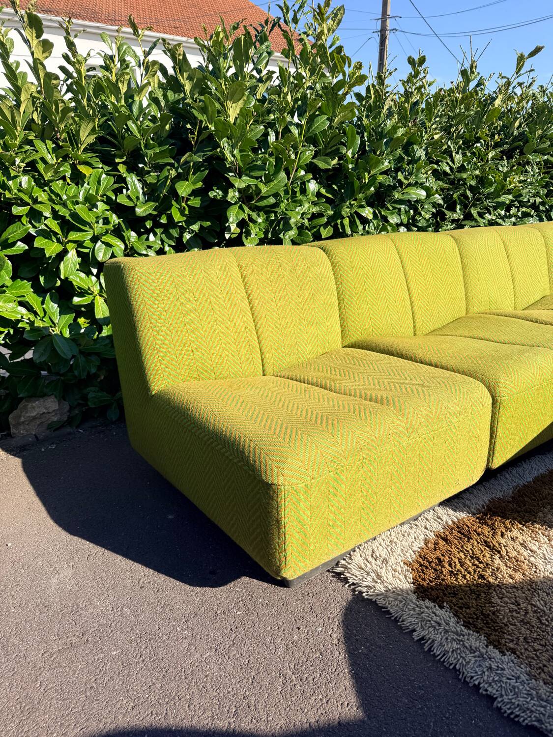 Set of 6 modular vintage Space Age armchairs - Green & Orange