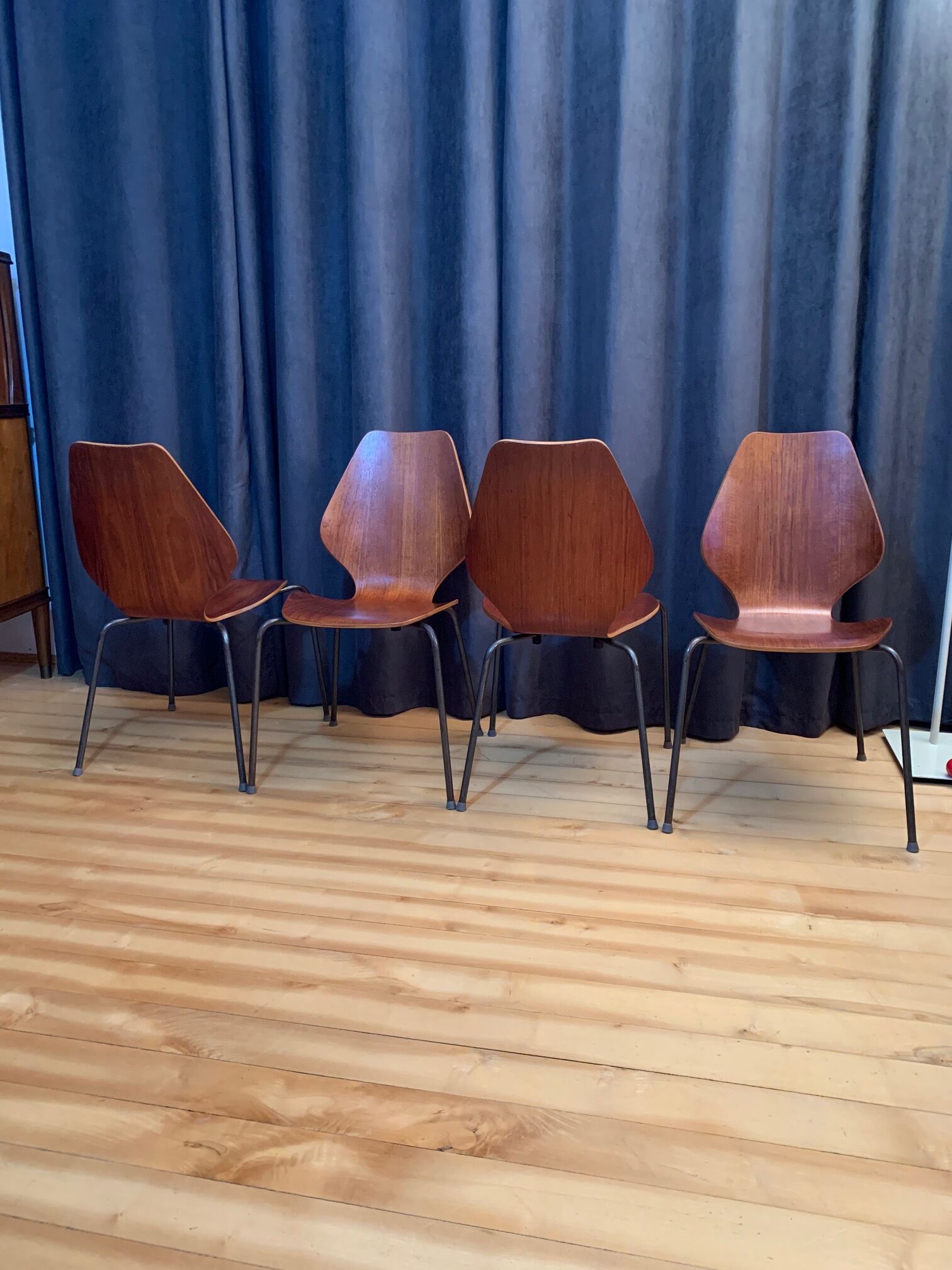 A set of four chairs by Herbert Hirche, Jofy Stalmobler, Denmark, 1950