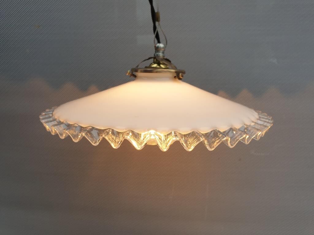 Art Deco ruffled opaline hanging