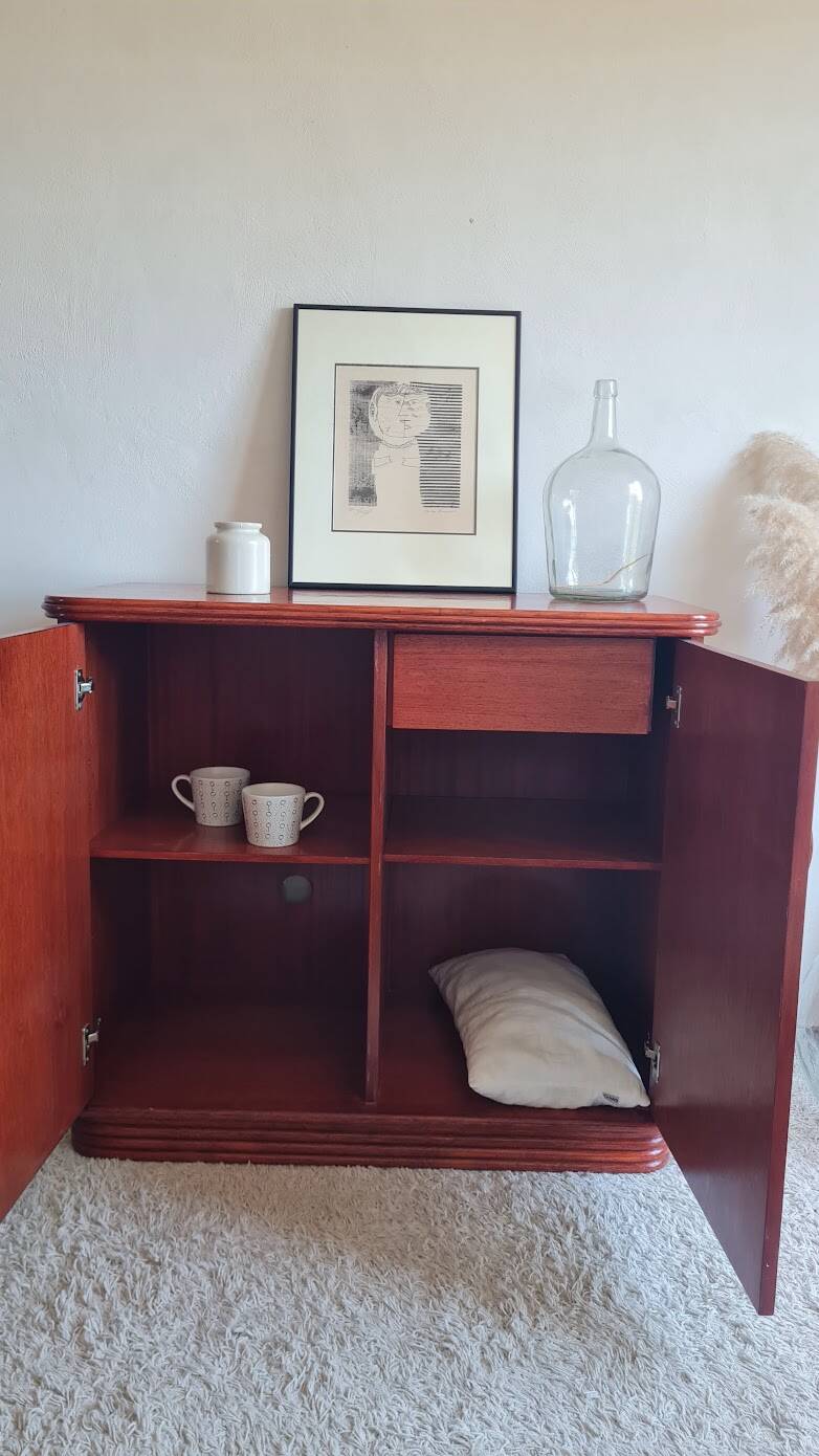 Buffet en rotin et bois circa années 70