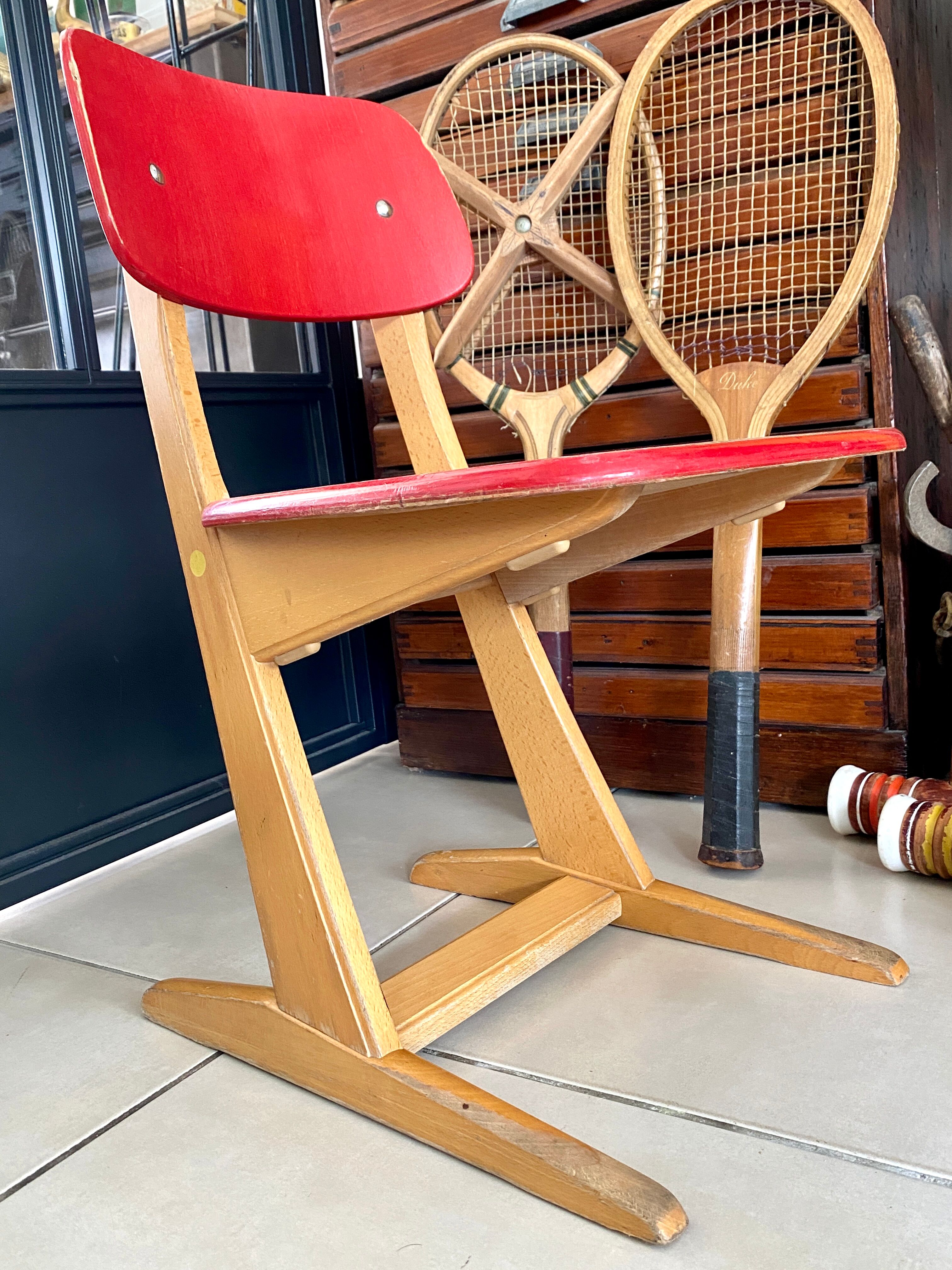 Chaise enfant Casala vintage rouge