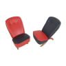 2 Artifort Congo armchairs black red leather