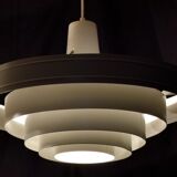 Saturn pendant light in satin white lacquered metal