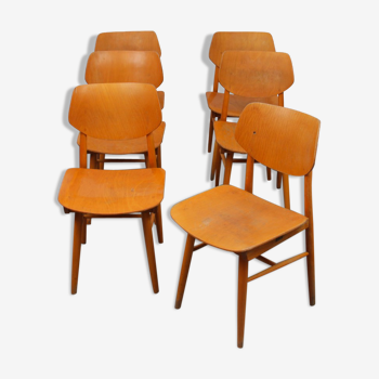 Suite de 6 chaises vintage pour Ton, design tchèque, 1960