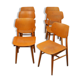 Suite de 6 chaises vintage pour Ton, design tchèque, 1960