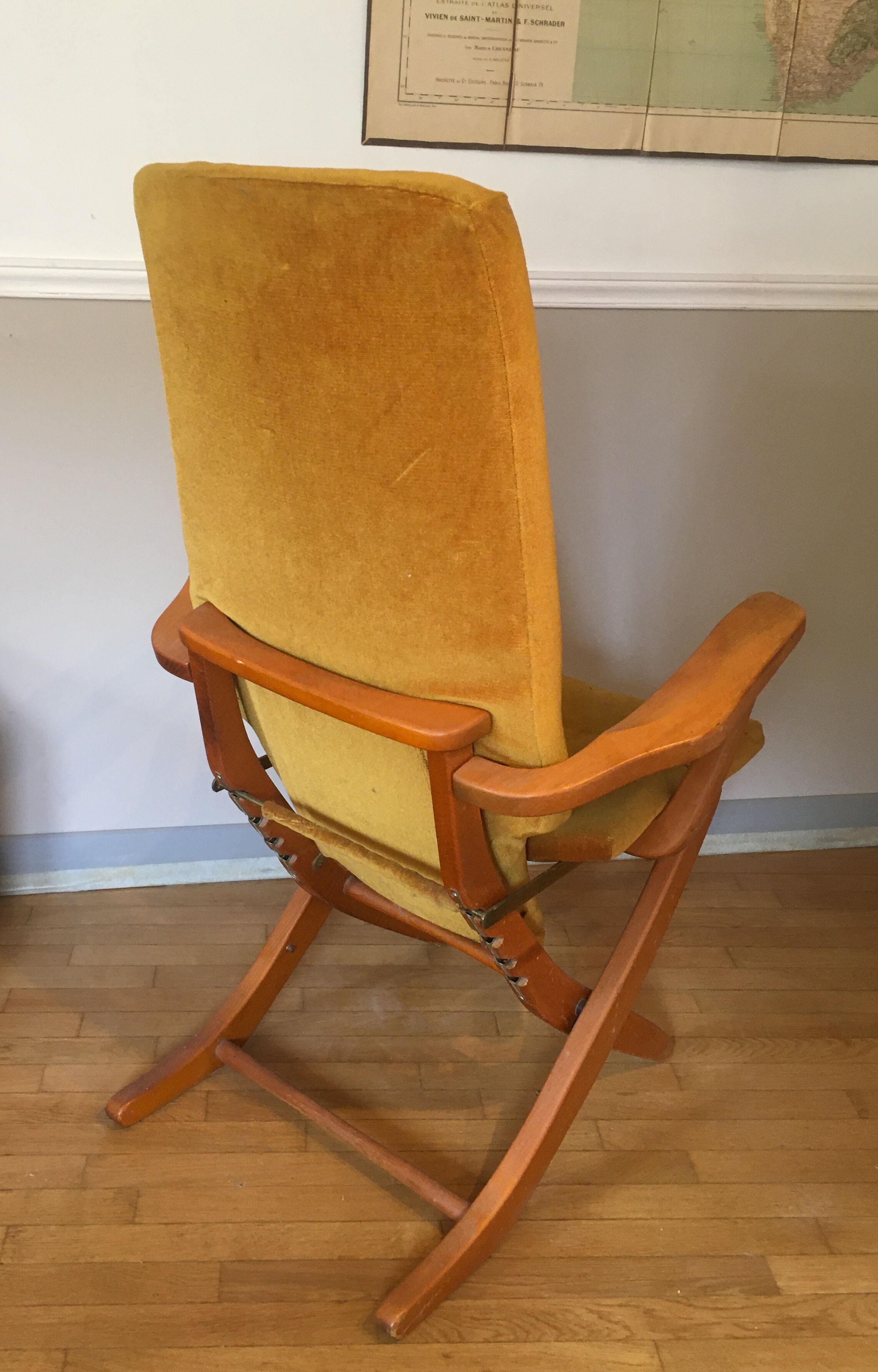 Relax chair old structure wood seating Scandinavian velvet 50' reclining