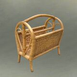 Vintage wicker and bamboo magazine rack