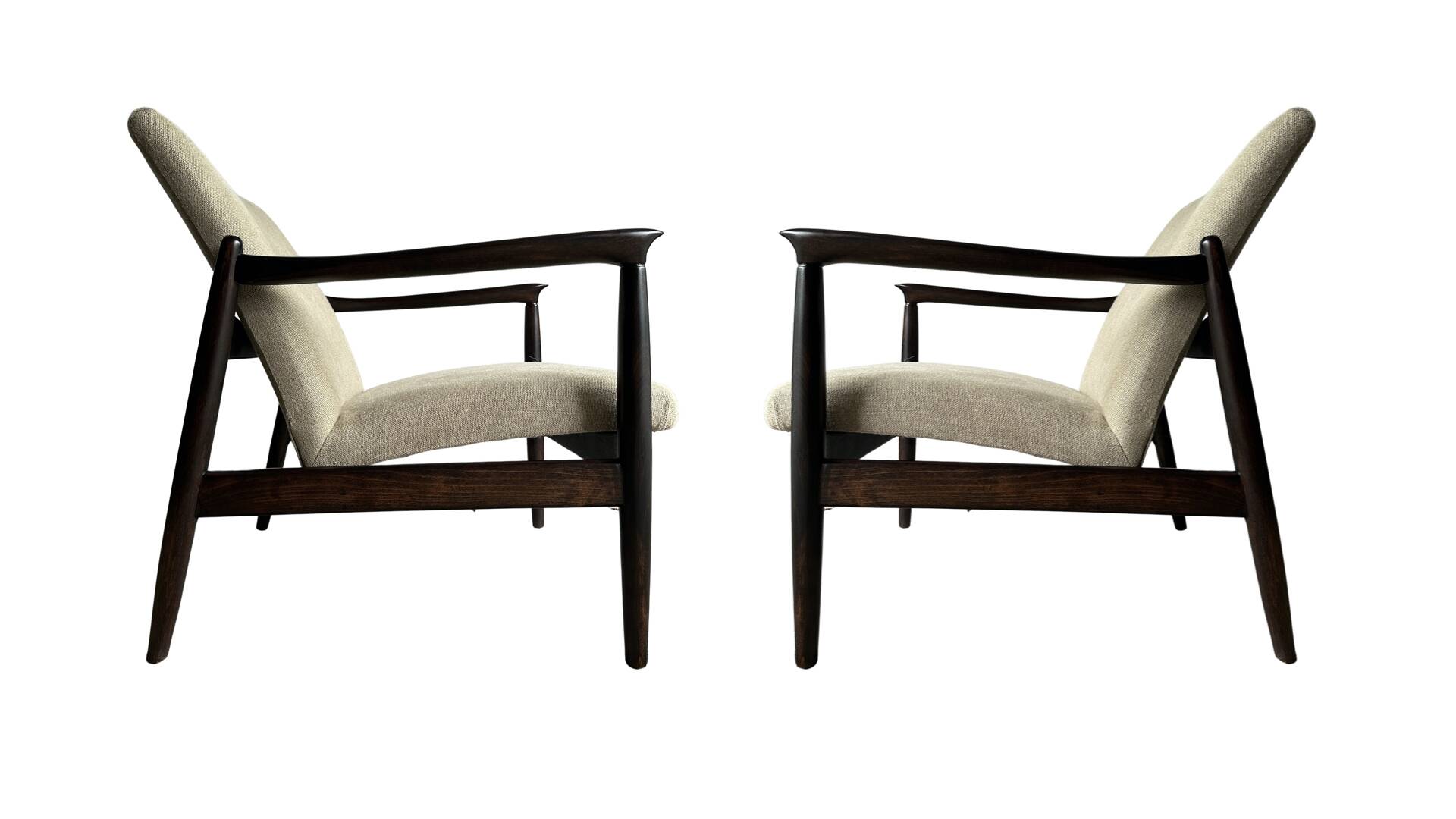 Pair of vintage GFM-64 pure linen armchairs by Edmund Homa, 1960s